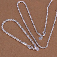 ensemble bracelet et chaine de 20'' torsadé